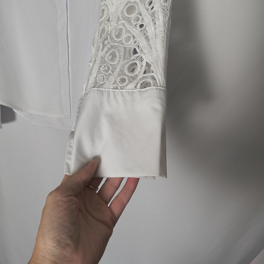 SHEIN White Lace Sleeve Blouse - Picture 8 of 10